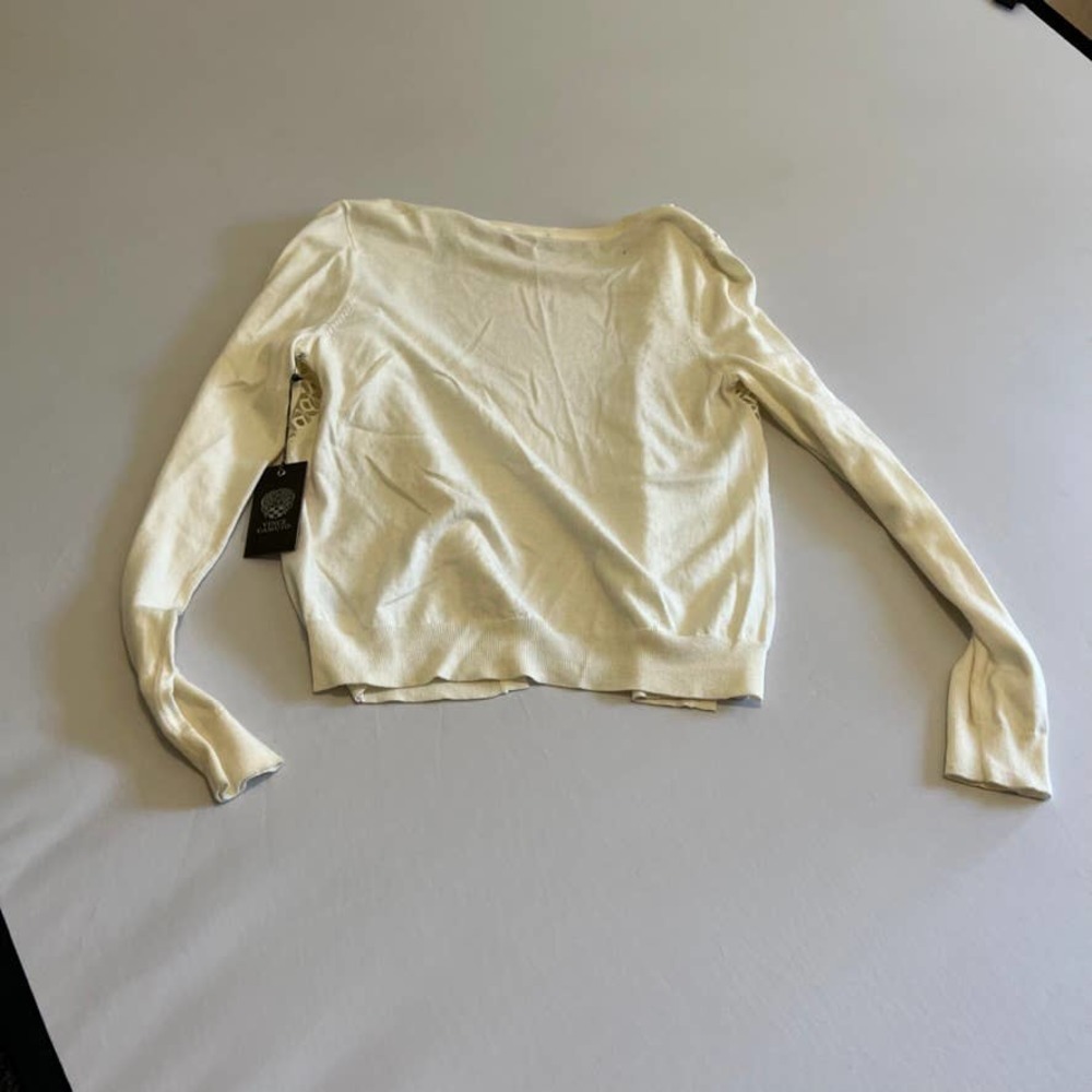 Vince Camuto new ivory graphic illusion sweater cardigan S - Picture 9 of 9